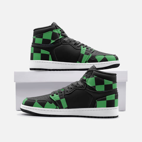 Slayer Of Demons Green Checker Pattern - Print Shoes