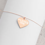 "Player One" Engraved Sterling Silver Heart Necklace